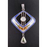 An early 20th Century Charles Horner Secessionist influenced enamelled silver and mother of pearl
