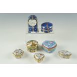 A Carlisle Cathedral diminutive ceramic clock and trinket box together with "Museum Collections" and