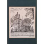 Alfred Wainwright (1907 - 1991) "Low Crosby Church", a study of the St John the Baptist church in
