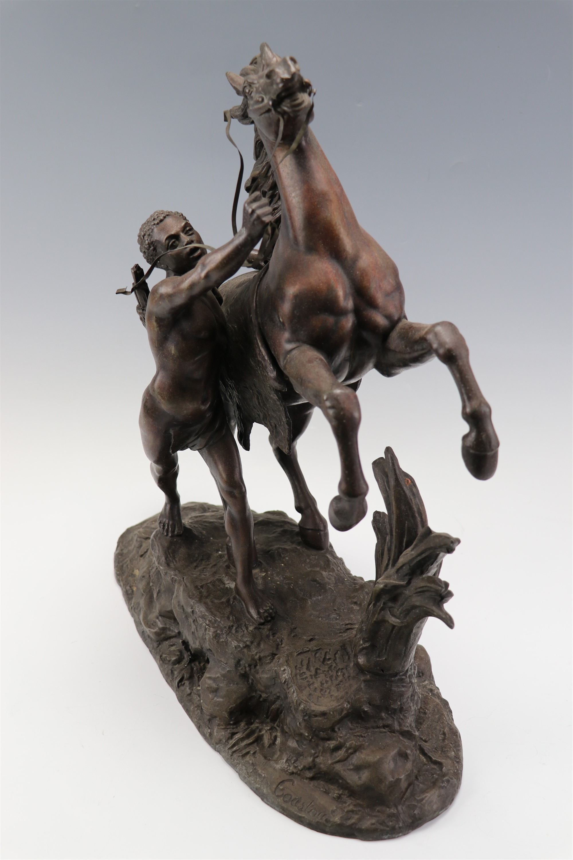 After Guillaume Coustou (1677 - 1746) "Marly Horses", a pair of late 19th / early 20 Century spelter - Image 7 of 12