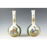 A pair of late 19th / early 20th Century Dresden style bottle vases, 31 cm