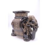 A Chinese glazed earthenware elephant-form garden stool, 44 x 22 x 45 cm