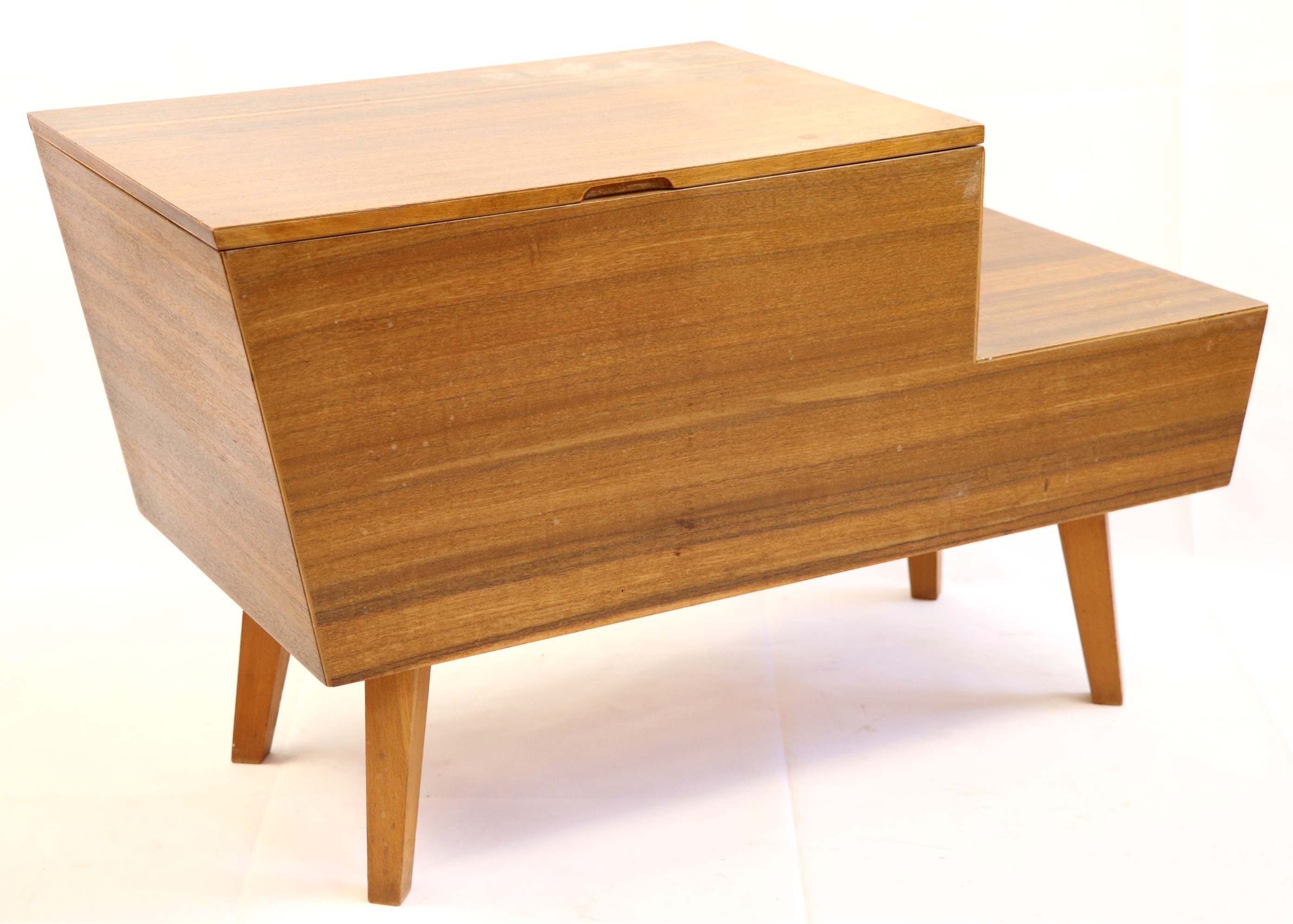 A mid-20th Century teak sewing box / table, 75 cm x 33 cm x 46 cm