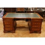 A contemporary reproduction George III mahogany partners' desk, 105 cm x 182 cm x 77 cm