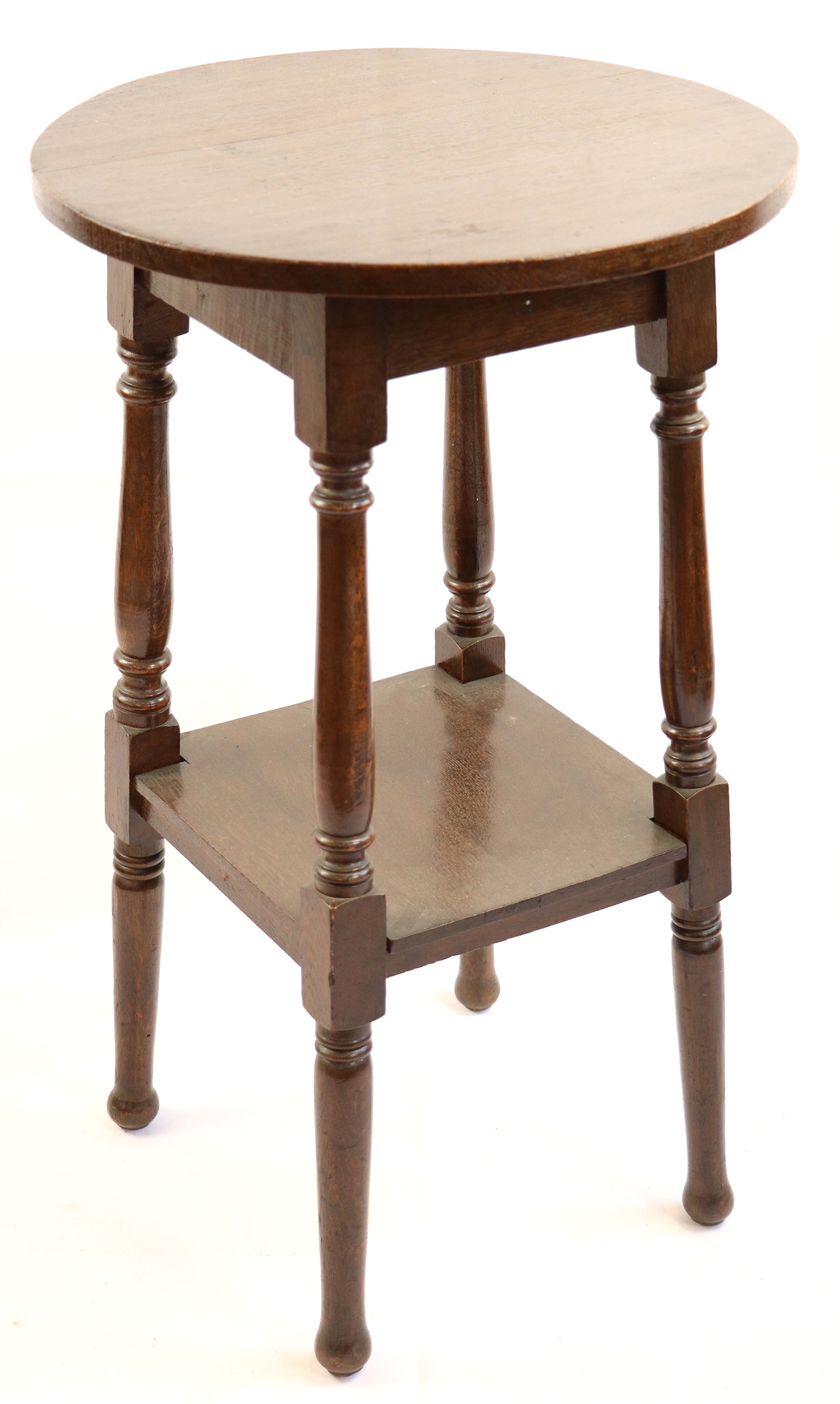 A late Victorian oak occasion table / jardiniere stand, 45 cm x 74 cm