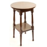 A late Victorian oak occasion table / jardiniere stand, 45 cm x 74 cm