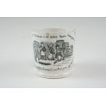 An early 19th Century transfer-printed pearlware mug decorated in depiction of workers