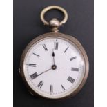 A late 19th Century lady's white metal cased fob watch, having a Swiss key-wound movement and