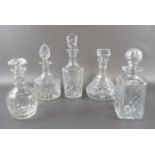 Five various cut glass decanters, including a Rodney, a square spirit, etc, tallest 31 cm