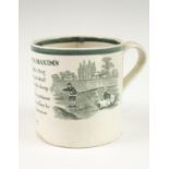 An early 19th Century pearlware mug, transfer decorated with Dr Franklin's Maxim's (sic) between