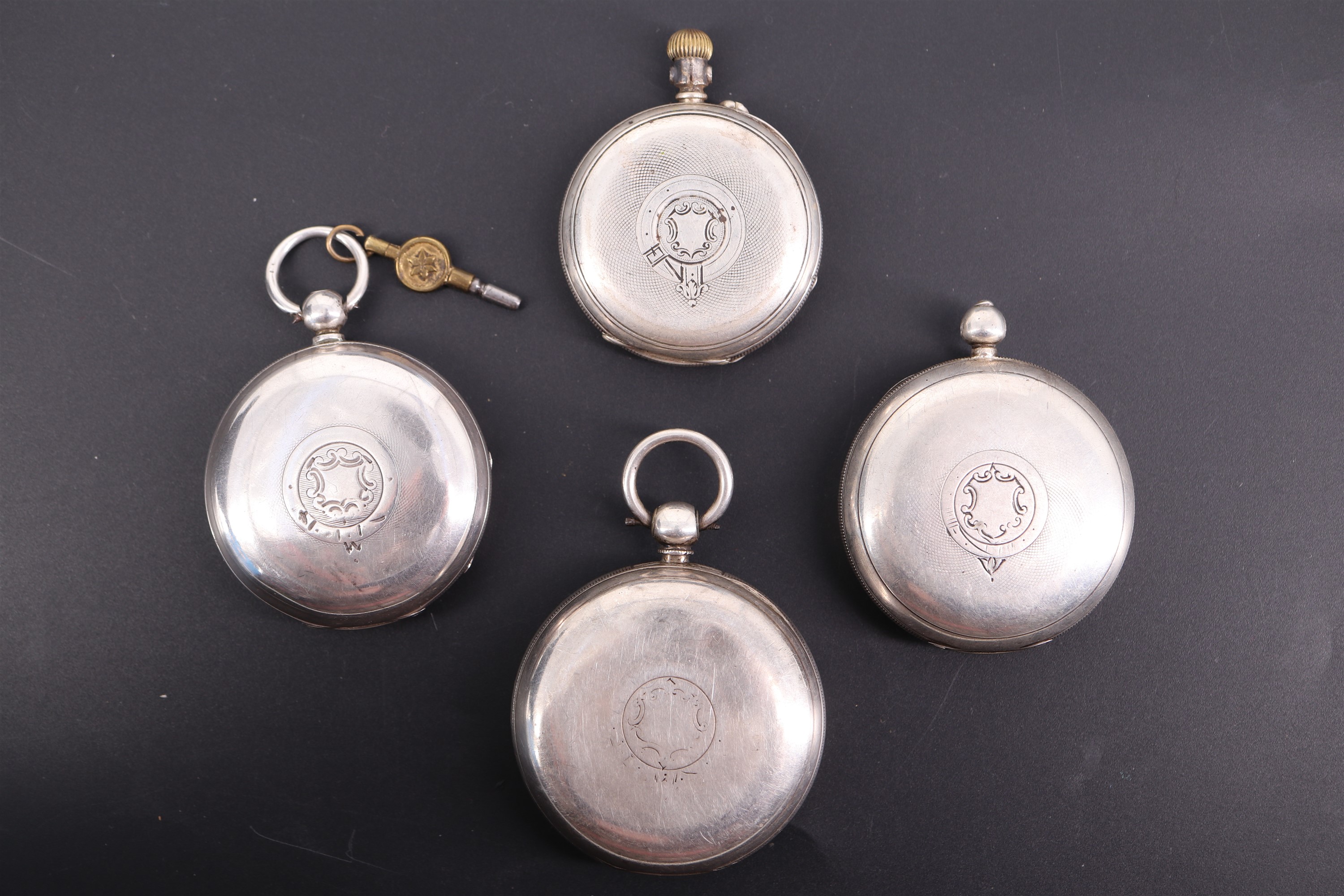 Four various late 19th / early 20th Century silver cased pocket watches, (a/f) - Image 2 of 13
