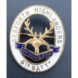 An enamelled Seaforth Highlanders 6th Battalion sweetheart badge