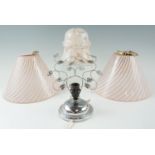 A pair of 1960s glass wall lights together with a mottled glass light shade, 14 cm and a 1950s table