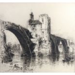 Hedley Fitton (1859 - 1929) "Pont d'Avignon", a study of the medieval bridge stretching across the