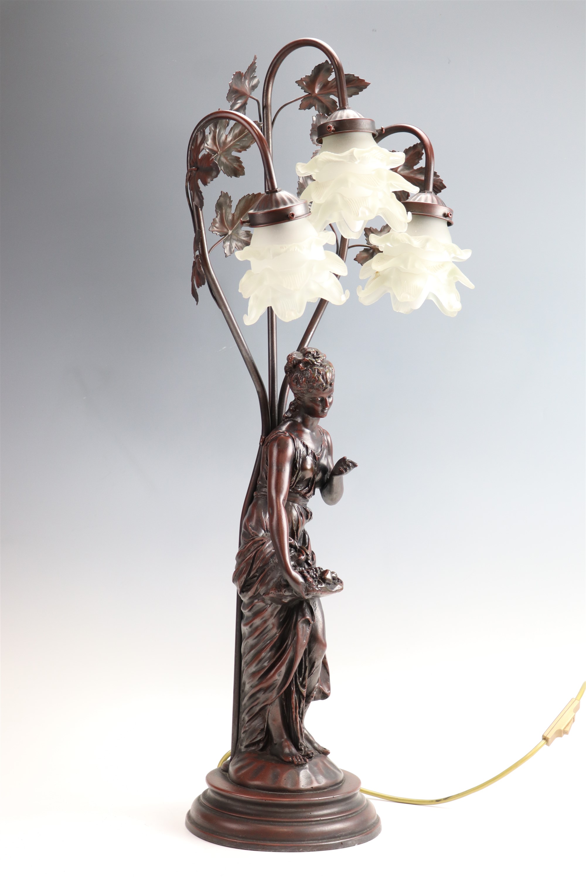 A late 20th Century cold cast resin figural lamp, 83 cm - Image 2 of 4
