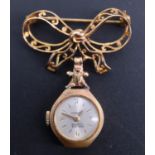 A 1960s 9 ct gold nurse's type brooch fob watch by Majex, 4.8 g excluding movement and watch