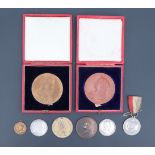 Cased Queen Victoria Diamond Jubilee and Edward VII bronze coronation commemorative medallions,