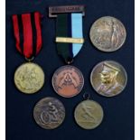 Sundry military sporting and commemorative medallions together with a Legion of Frontiersmen long