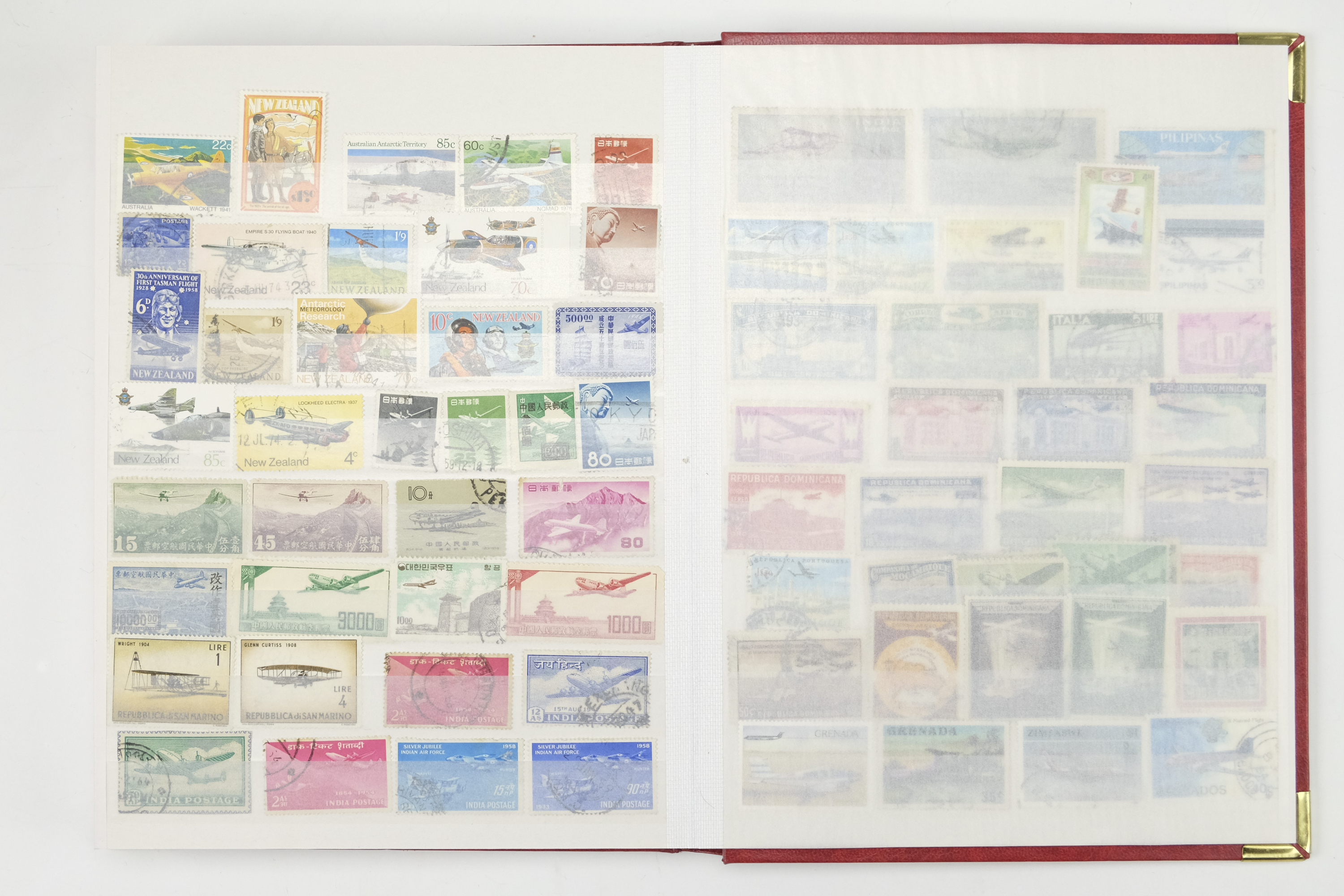 Five hingeless albums of world stamps, including an album of aircraft commemoratives, India, Cuba, - Image 13 of 53