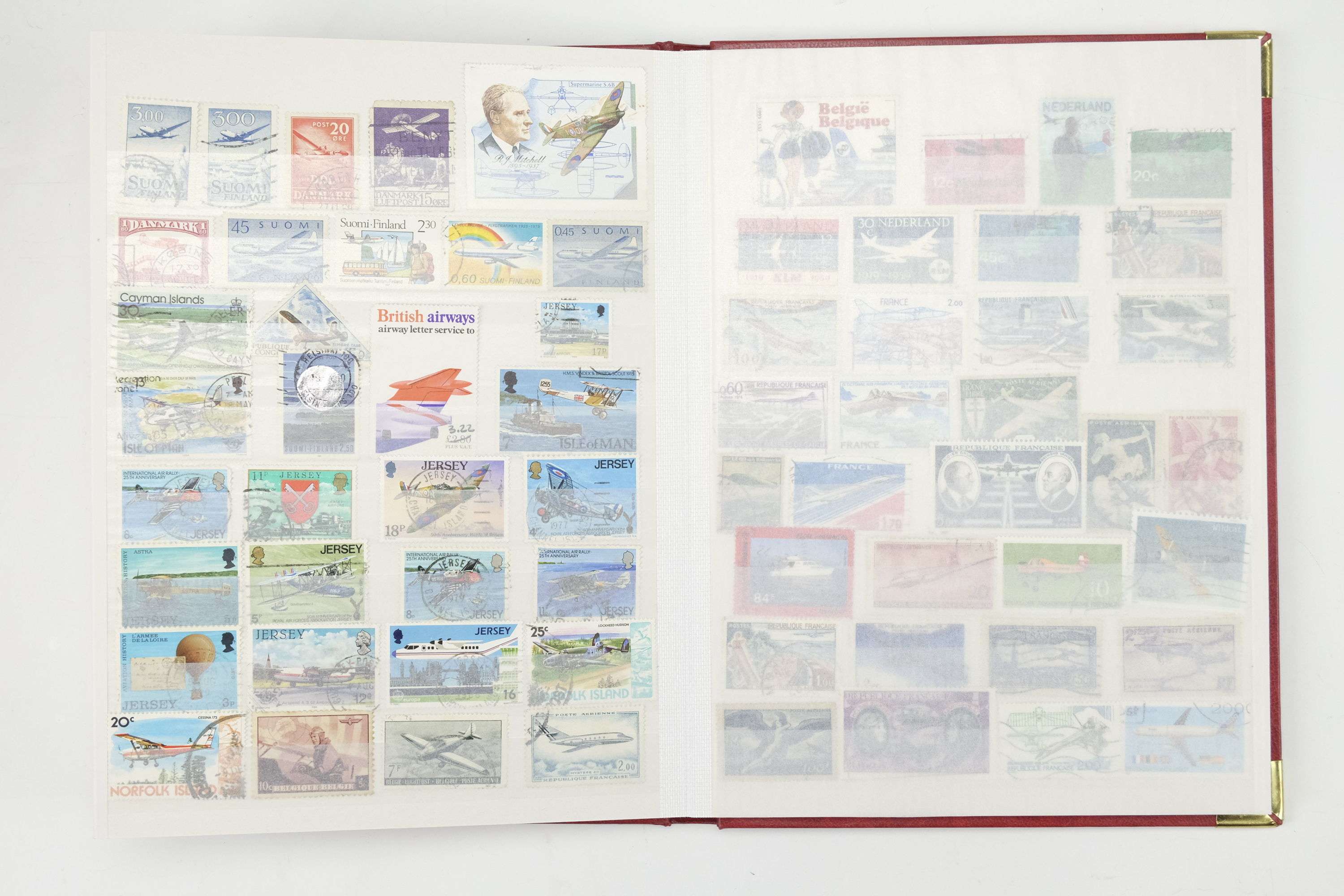 Five hingeless albums of world stamps, including an album of aircraft commemoratives, India, Cuba, - Image 10 of 53