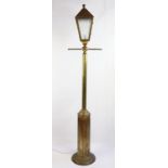 A vintage kitsch brass standard lamp in the form of a gas street light, 170 cm