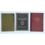 German Third Reich personal documents comprising a Soldbuch, a DAF membership book and an