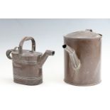An early 20th Century copper hot water carrying can together with a vintage watering can