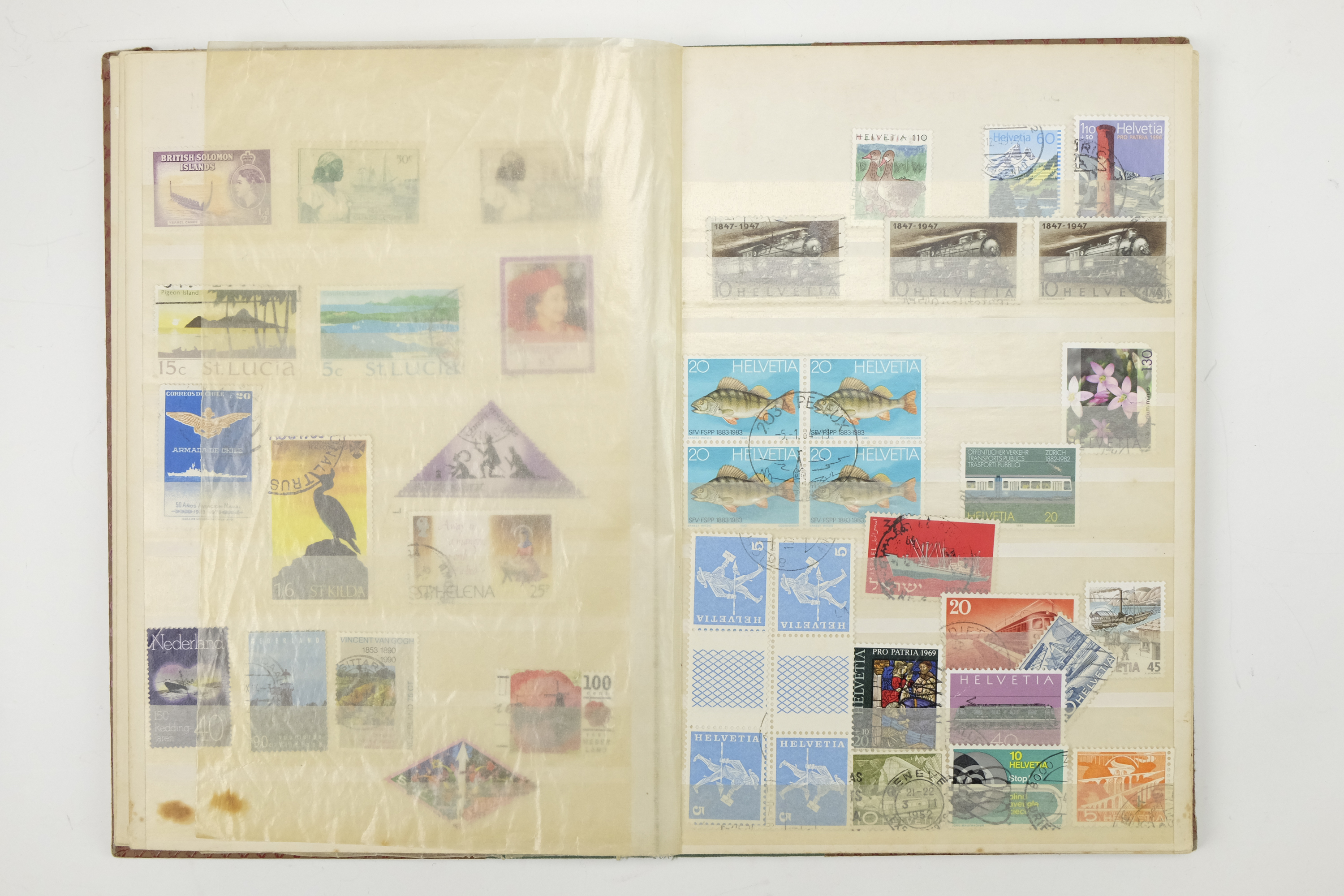 Five hingeless albums of world stamps, including an album of aircraft commemoratives, India, Cuba, - Image 48 of 53