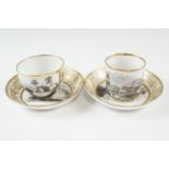 Four items of early 19th Century bat printed tableware, comprising a teacup, coffee can and two