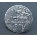 A Georgian Culloden Volunteers pewter tunic button, 21 mm. [ Jacobite / Bonnie Prince Charlie /