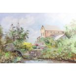 Fred McJannet (20th Century) "Gleaston Mill, near Ullverston", an impressionistic, summertime