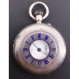 A Victorian enamelled silver half hunter pocket watch by John Jones, 338 Strand, London, having a