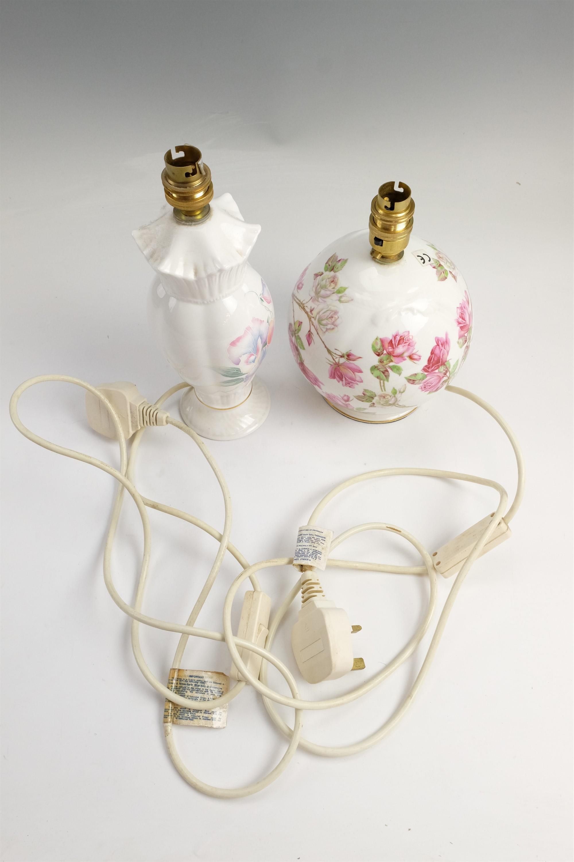 Two Aynsley floral decorated table lamps, tallest 27 cm to socket - Image 6 of 6