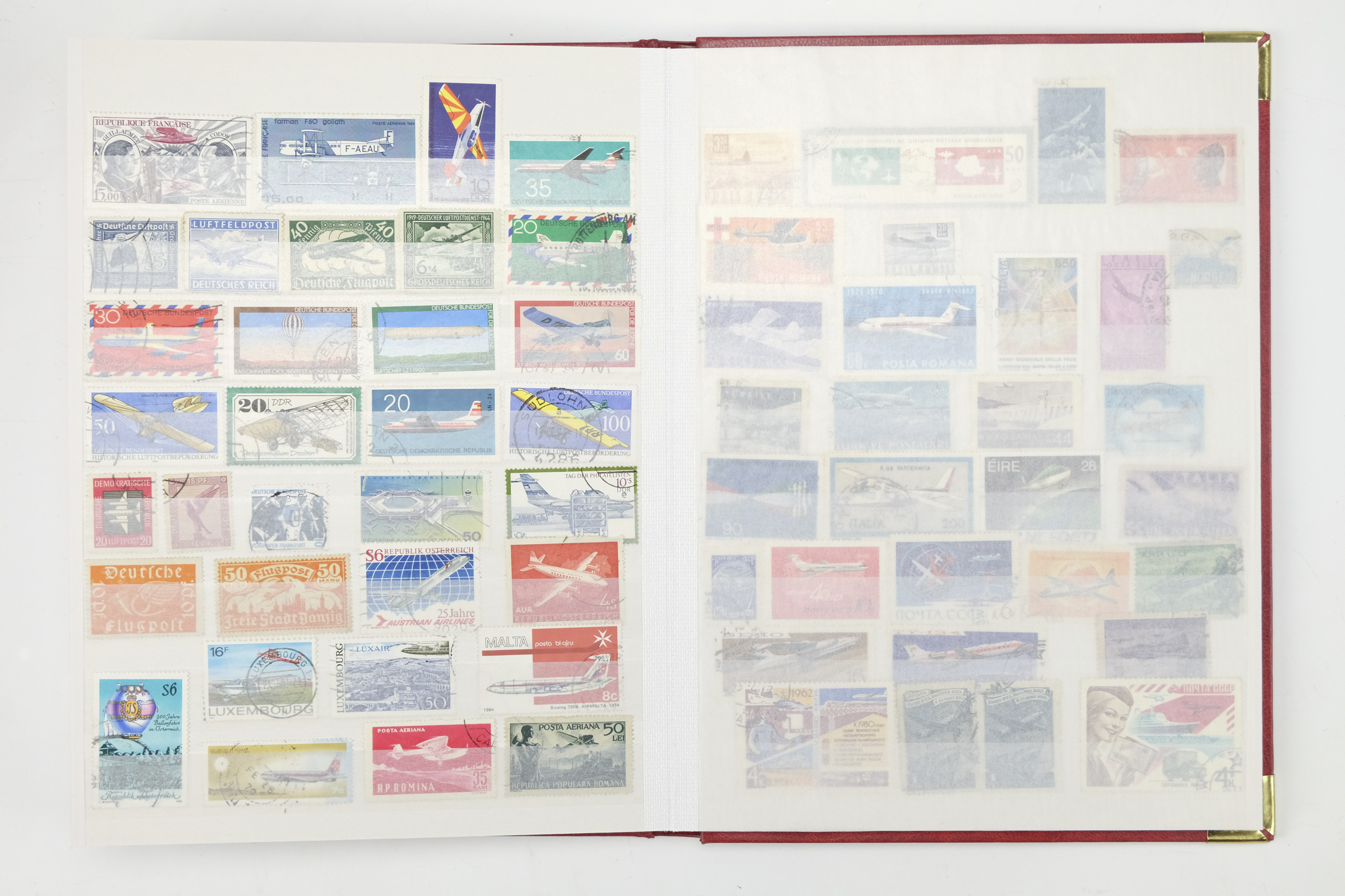 Five hingeless albums of world stamps, including an album of aircraft commemoratives, India, Cuba, - Image 11 of 53