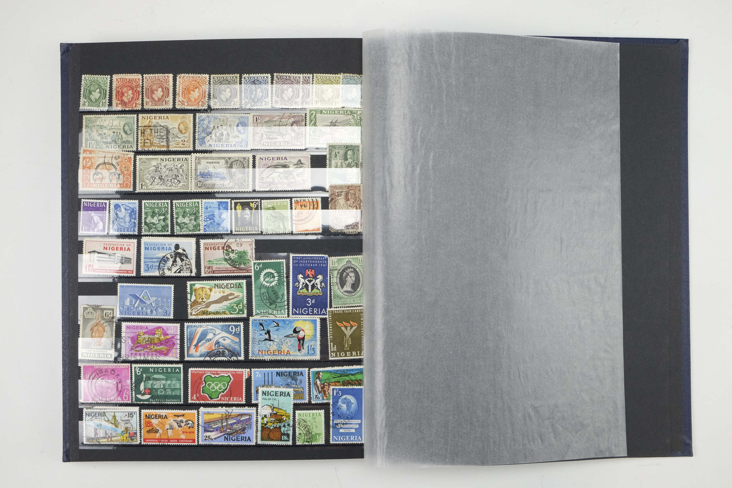 Five hingeless albums of world stamps, including an album of aircraft commemoratives, India, Cuba, - Image 31 of 53