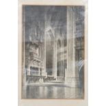 (Early 20th Century) "Liverpool Cathedral", monochrome print, a towering study of the interior of