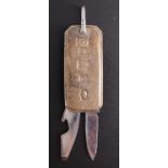 A 1977 QEII Silver Jubilee key-ring folding knife having silver grip scales with oversized assay