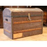 A vintage pine dome topped chest, 76 x 46 x 60 cm