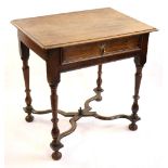 An early 18th Century joined oak side table, 69 cm x 489 cm x 69 cm