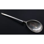 A silver spoon modelled after the antique, "The Roman Spoon" from an original found in the