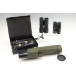 A Charles Frank 20x spotting scope together with a cased "Combination Mini Spotter", a set of