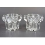 A pair of 1970s French Reims glass candle stands, 7.5 cm x 5.5 cm