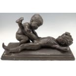 G H Paulin ( 1888 - 1962 Scottish ) A painted plaster of Paris sculpture of two young children