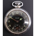 A 1950s 'Aircraft' chromium plated pocket watch, having a crown wind and set movement and a military