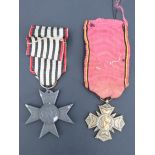 An Imperial German Great War service medal together with a Belgian veteran's medal