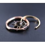 [ Scrap precious metal ] 18 ct and precious white metal ring elements and a filled yellow metal
