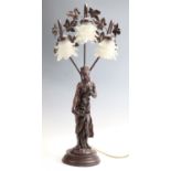 A late 20th Century cold cast resin figural lamp, 83 cm