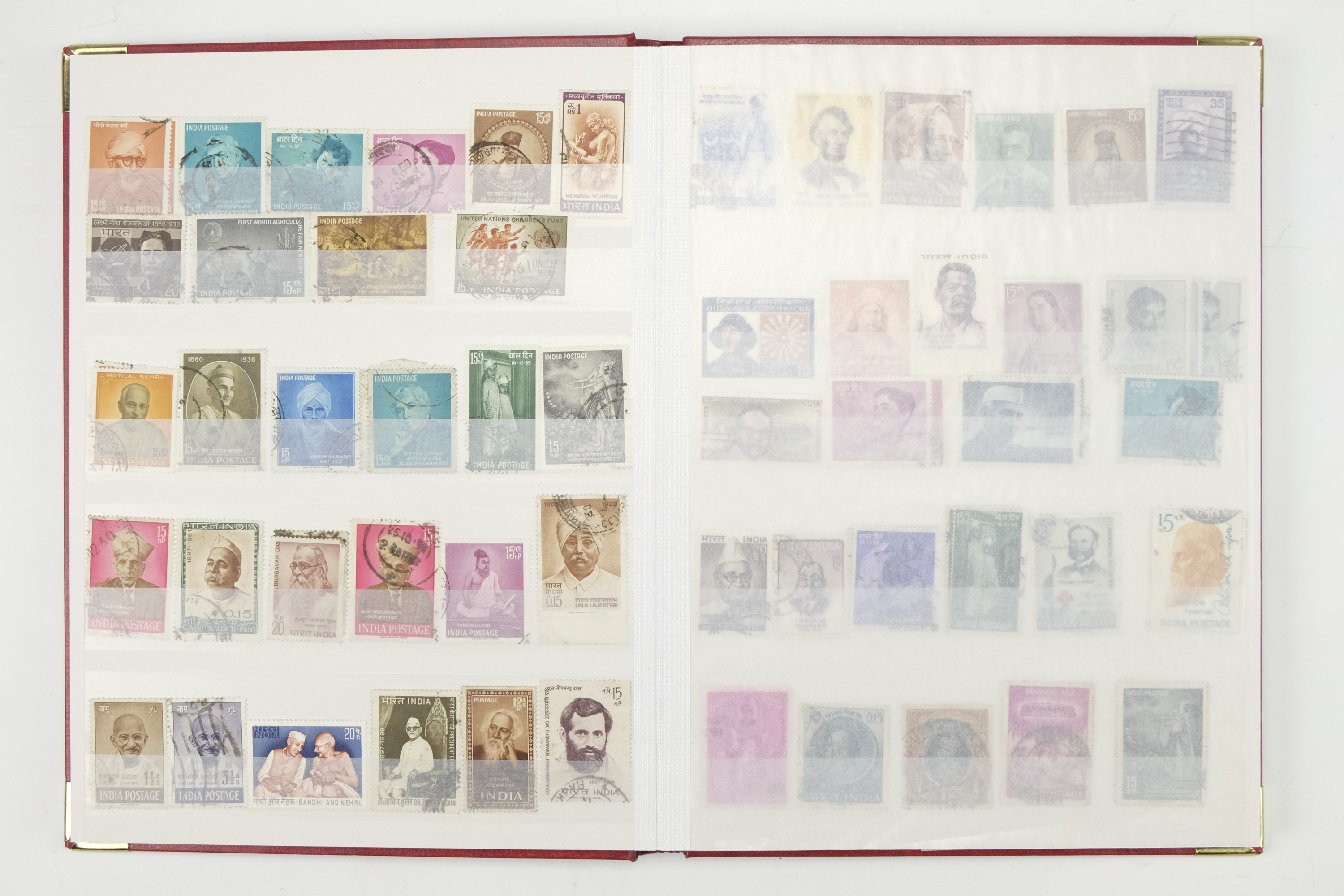 Five hingeless albums of world stamps, including an album of aircraft commemoratives, India, Cuba, - Image 19 of 53