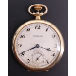 A 1930s Grosvenor 9 ct gold pocket watch, having a crown-wound Swiss movement and concentrically