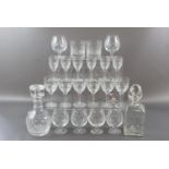 A group of Stuart Crystal comprising a spirit decanter together with large wine glasses, 14.5 cm,